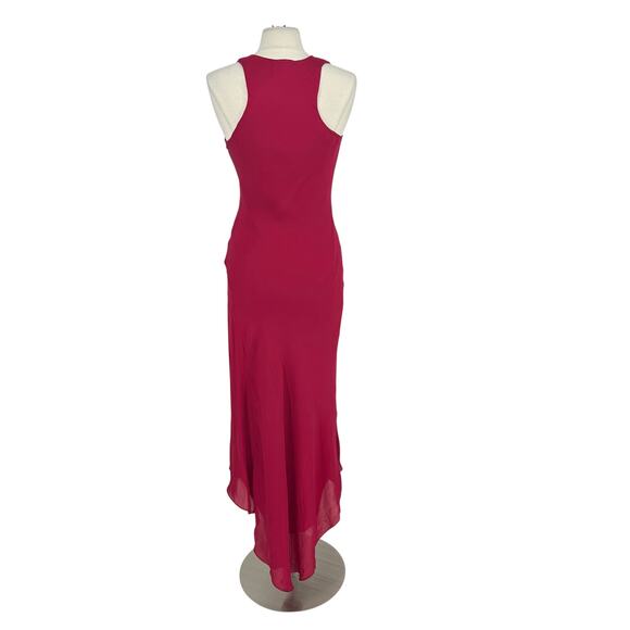 Haute Hippie 100% Silk Cowl Neck Racerback Dress Small Raspberry Red Fairy Party - Picture 4 of 14